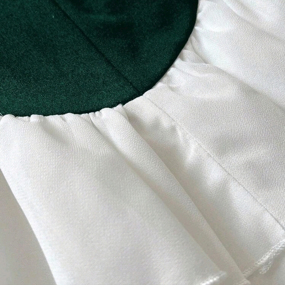 Shein Viva Relle 2XL Women's Elegant Romantic Sexy Green & White Ruffle Dress - Picture 3 of 7